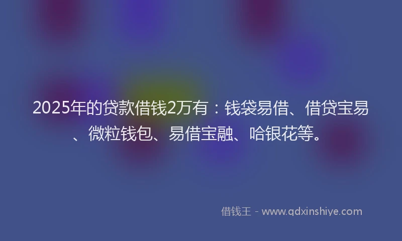 2025年的贷款借钱2万有：钱袋易借、借贷宝易、微粒钱包、易借宝融、哈银花等。
