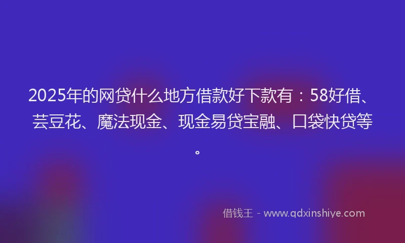 2025年的网贷什么地方借款好下款有：58好借、芸豆花、魔法现金、现金易贷宝融、口袋快贷等。