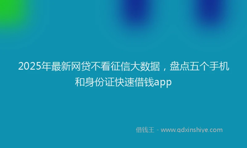 2025年最新网贷不看征信大数据，盘点五个手机和身份证快速借钱app