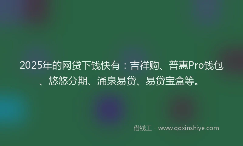 2025年的网贷下钱快有：吉祥购、普惠Pro钱包、悠悠分期、涌泉易贷、易贷宝盒等。