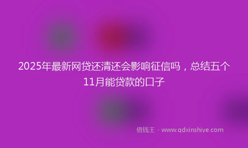 2025年最新网贷还清还会影响征信吗，总结五个11月能贷款的口子