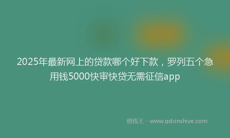 2025年最新网上的贷款哪个好下款，罗列五个急用钱5000快审快贷无需征信app