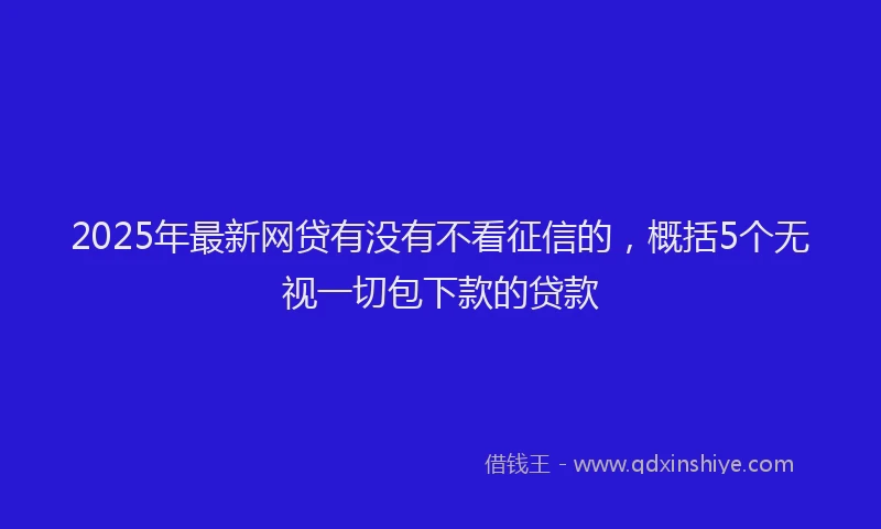 2025年最新网贷有没有不看征信的，概括5个无视一切包下款的贷款