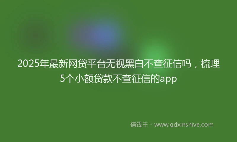 2025年最新网贷平台无视黑白不查征信吗，梳理5个小额贷款不查征信的app
