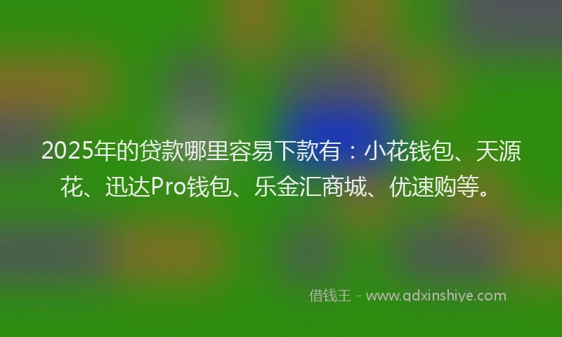 2025年的贷款哪里容易下款有：小花钱包、天源花、迅达Pro钱包、乐金汇商城、优速购等。