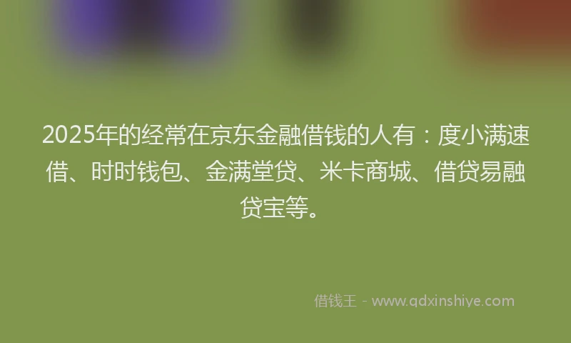 2025年的经常在京东金融借钱的人有：度小满速借、时时钱包、金满堂贷、米卡商城、借贷易融贷宝等。