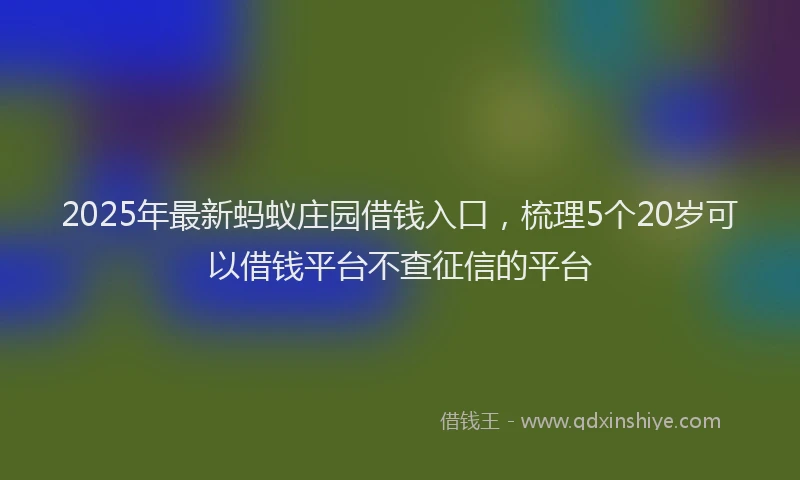 2025年最新蚂蚁庄园借钱入口，梳理5个20岁可以借钱平台不查征信的平台