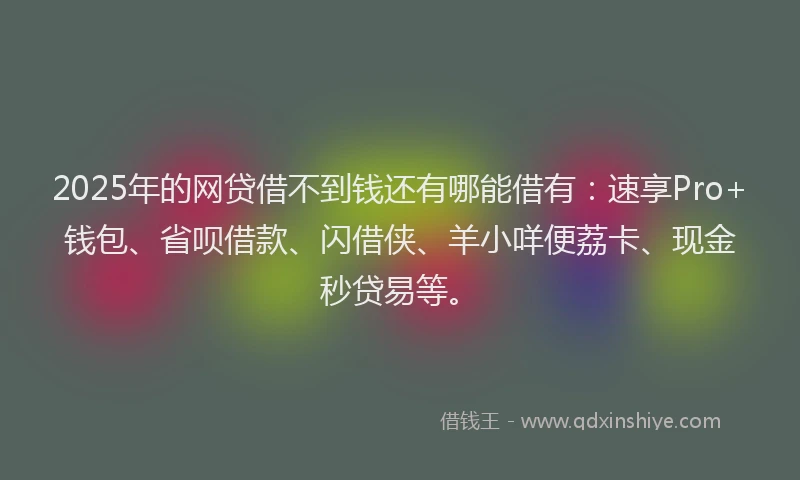 2025年的网贷借不到钱还有哪能借有：速享Pro+钱包、省呗借款、闪借侠、羊小咩便荔卡、现金秒贷易等。