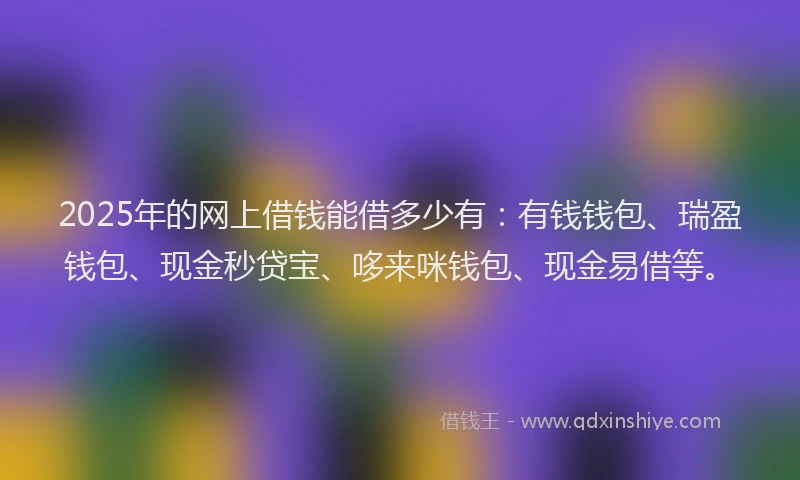 2025年的网上借钱能借多少有：有钱钱包、瑞盈钱包、现金秒贷宝、哆来咪钱包、现金易借等。