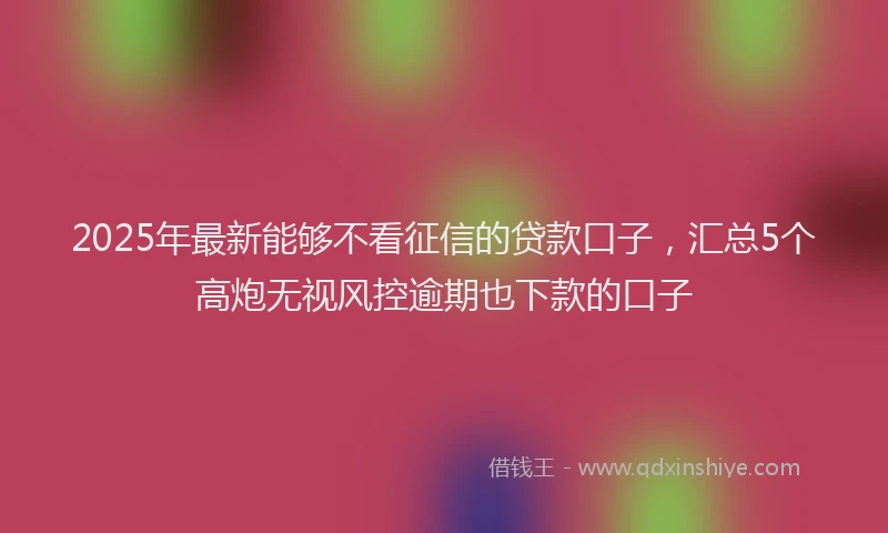 2025年最新能够不看征信的贷款口子，汇总5个高炮无视风控逾期也下款的口子