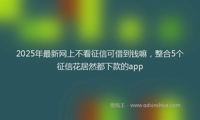 2025年最新网上不看征信可借到钱嘛，整合5个征信花居然都下款的app