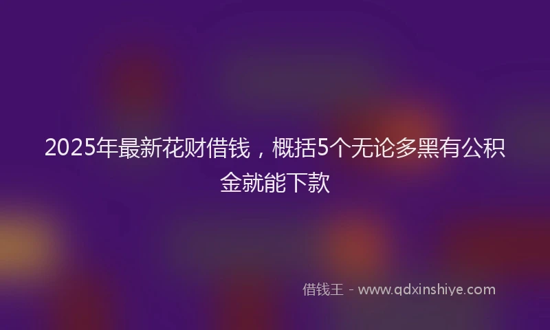 2025年最新花财借钱，概括5个无论多黑有公积金就能下款