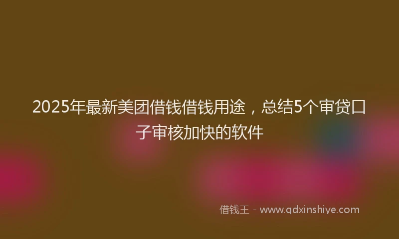 2025年最新美团借钱借钱用途，总结5个审贷口子审核加快的软件