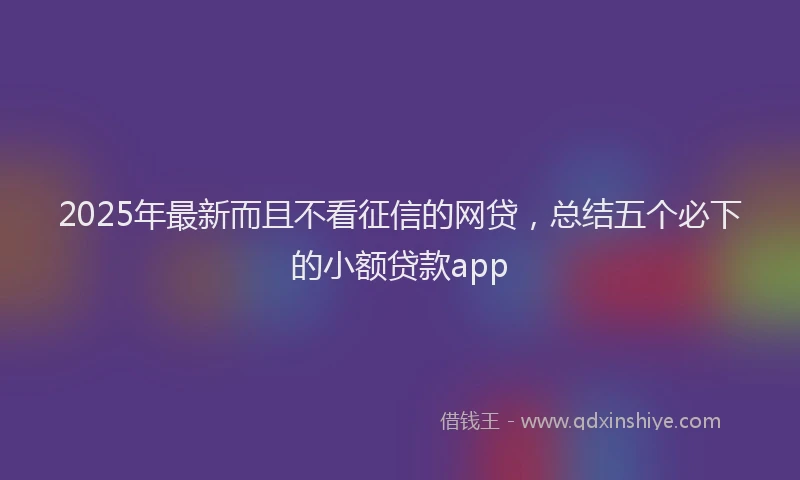 2025年最新而且不看征信的网贷,总结五个必下的小额贷款app