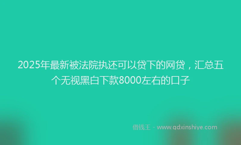 2025年最新被法院执还可以贷下的网贷，汇总五个无视黑白下款8000左右的口子