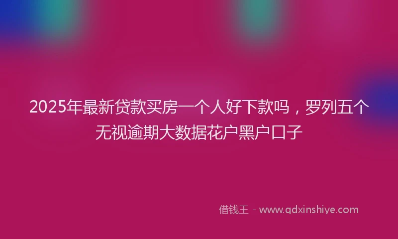 2025年最新贷款买房一个人好下款吗，罗列五个无视逾期大数据花户黑户口子