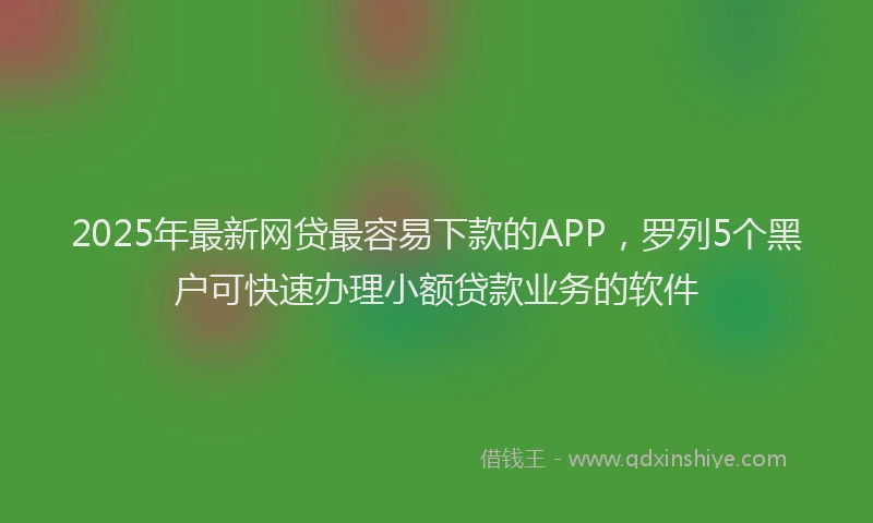 2025年最新网贷最容易下款的APP，罗列5个黑户可快速办理小额贷款业务的软件