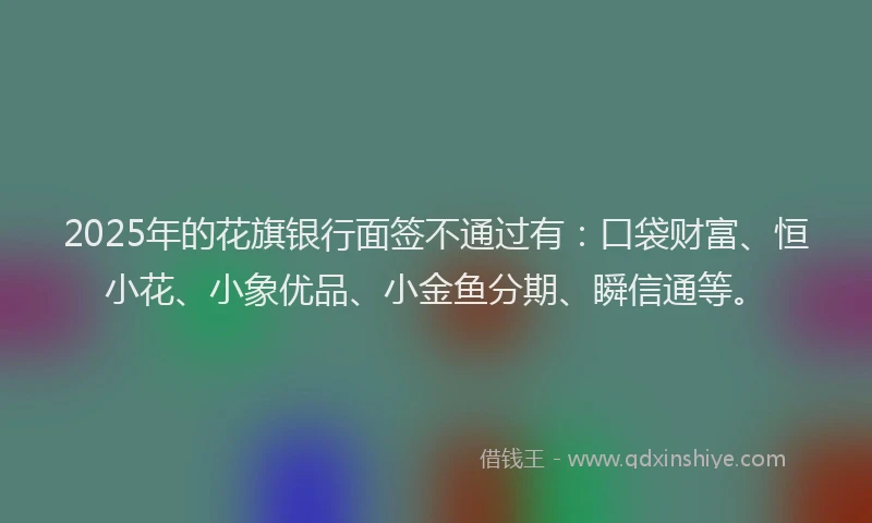 2025年的花旗银行面签不通过有：口袋财富、恒小花、小象优品、小金鱼分期、瞬信通等。