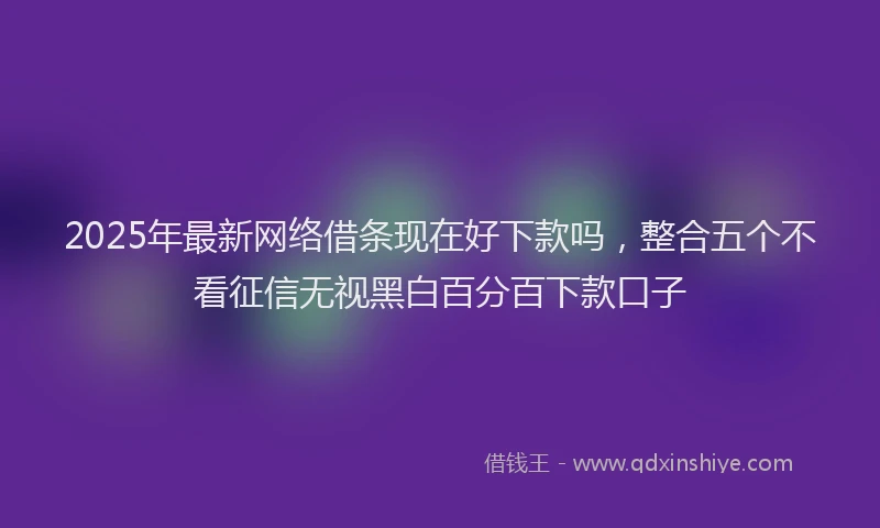 2025年最新网络借条现在好下款吗，整合五个不看征信无视黑白百分百下款口子