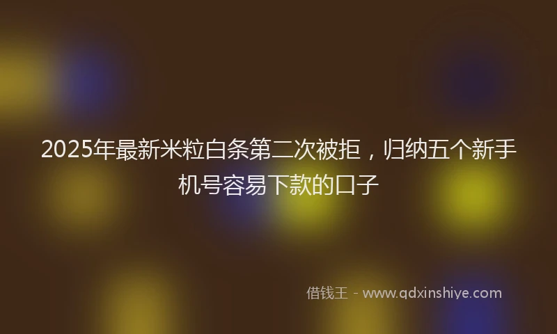 2025年最新米粒白条第二次被拒，归纳五个新手机号容易下款的口子