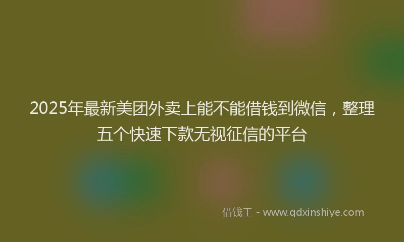 2025年最新美团外卖上能不能借钱到微信，整理五个快速下款无视征信的平台