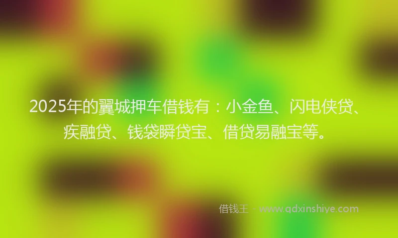 2025年的翼城押车借钱有：小金鱼、闪电侠贷、疾融贷、钱袋瞬贷宝、借贷易融宝等。