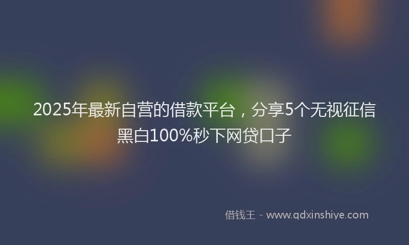 2025年最新自营的借款平台，分享5个无视征信黑白100%秒下网贷口子