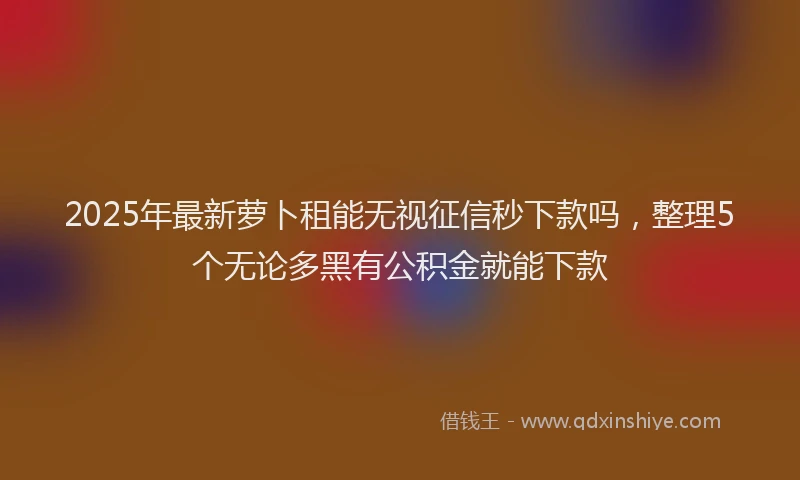 2025年最新萝卜租能无视征信秒下款吗，整理5个无论多黑有公积金就能下款