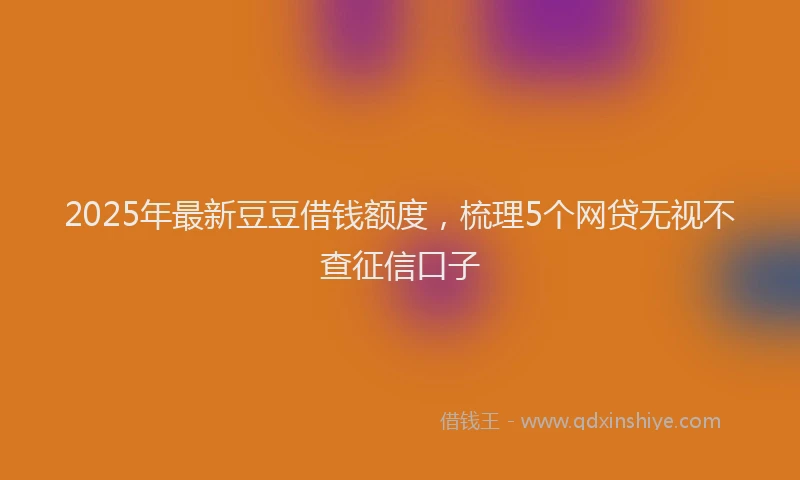 2025年最新豆豆借钱额度，梳理5个网贷无视不查征信口子