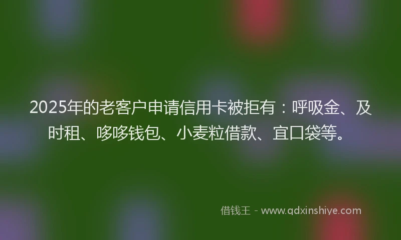2025年的老客户申请信用卡被拒有：呼吸金、及时租、哆哆钱包、小麦粒借款、宜口袋等。