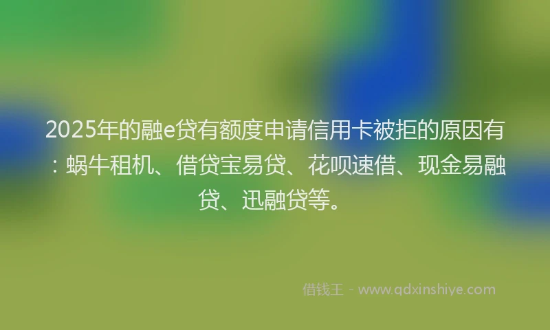 2025年的融e贷有额度申请信用卡被拒的原因有：蜗牛租机、借贷宝易贷、花呗速借、现金易融贷、迅融贷等。