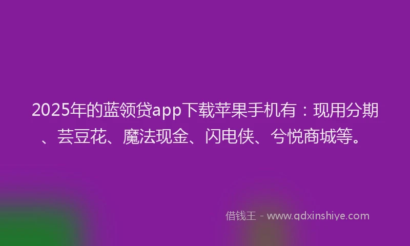 2025年的蓝领贷app下载苹果手机有：现用分期、芸豆花、魔法现金、闪电侠、兮悦商城等。
