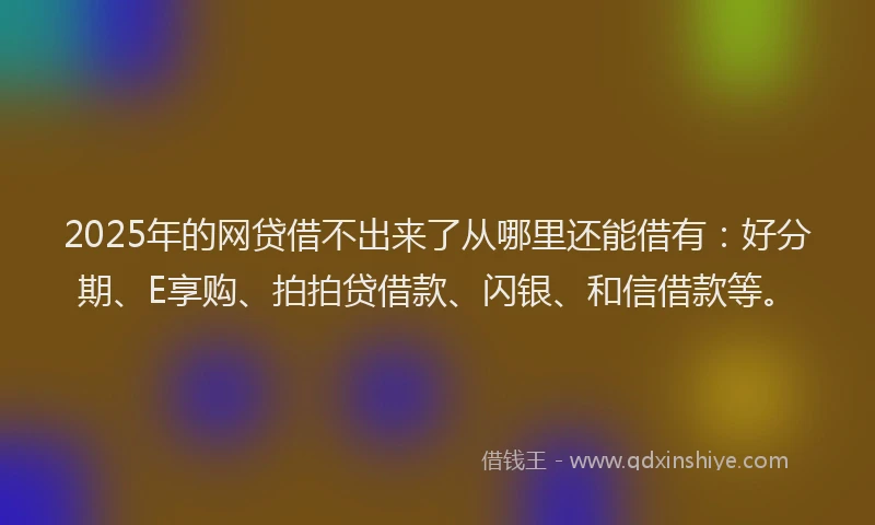 2025年的网贷借不出来了从哪里还能借有：好分期、E享购、拍拍贷借款、闪银、和信借款等。