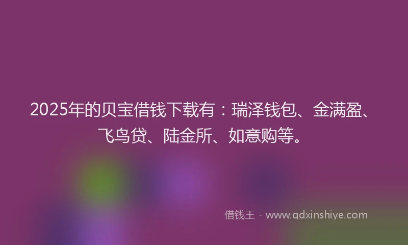 2025年的贝宝借钱下载有：瑞泽钱包、金满盈、飞鸟贷、陆金所、如意购等。