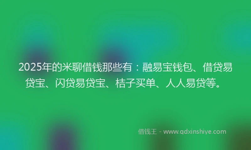 2025年的米聊借钱那些有：融易宝钱包、借贷易贷宝、闪贷易贷宝、桔子买单、人人易贷等。