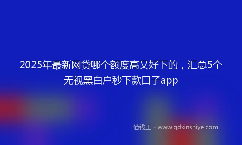 2025年最新网贷哪个额度高又好下的，汇总5个无视黑白户秒下款口子app