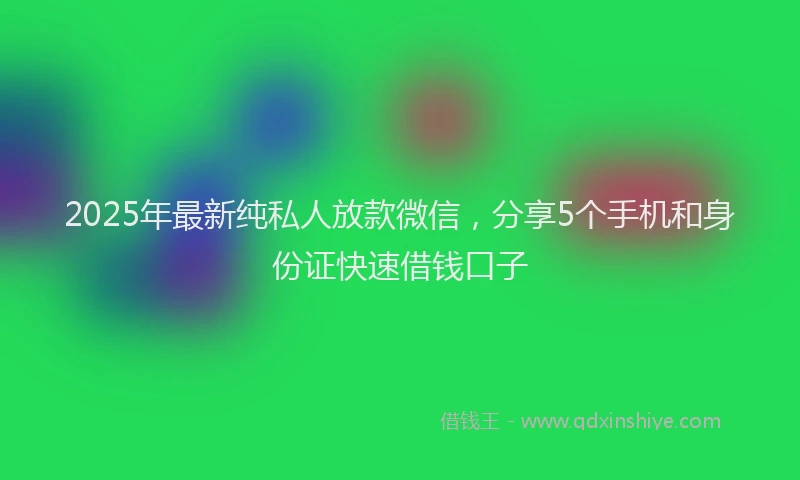 2025年最新纯私人放款微信，分享5个手机和身份证快速借钱口子