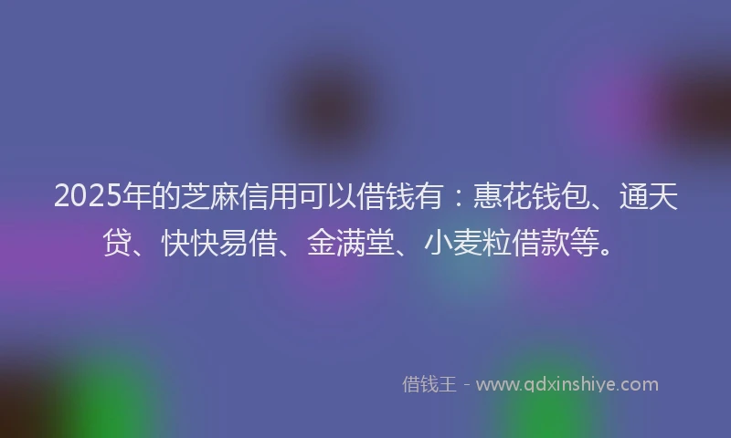 2025年的芝麻信用可以借钱有：惠花钱包、通天贷、快快易借、金满堂、小麦粒借款等。