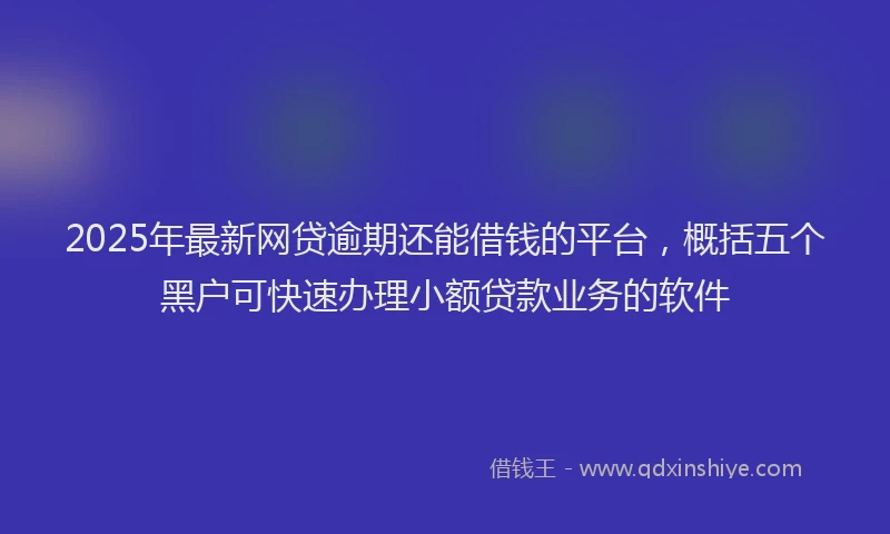 2025年最新网贷逾期还能借钱的平台，概括五个黑户可快速办理小额贷款业务的软件