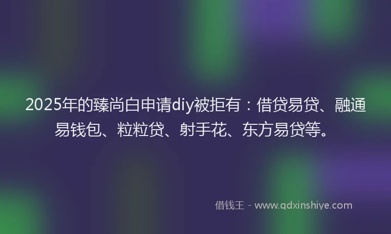2025年的臻尚白申请diy被拒有：借贷易贷、融通易钱包、粒粒贷、射手花、东方易贷等。