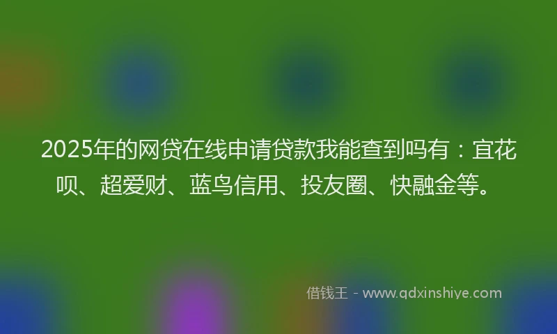 2025年的网贷在线申请贷款我能查到吗有：宜花呗、超爱财、蓝鸟信用、投友圈、快融金等。