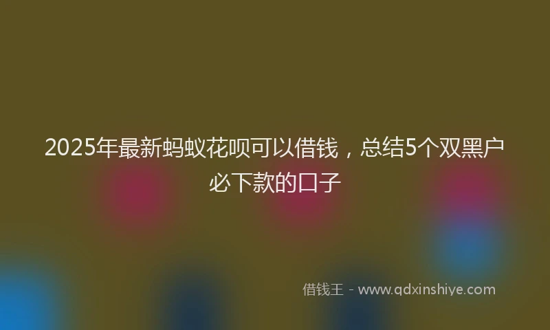 2025年最新蚂蚁花呗可以借钱，总结5个双黑户必下款的口子