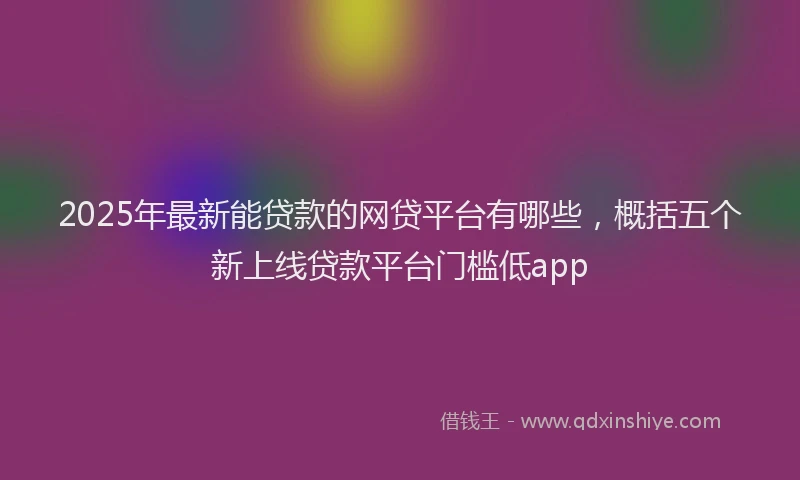 2025年最新能贷款的网贷平台有哪些，概括五个新上线贷款平台门槛低app