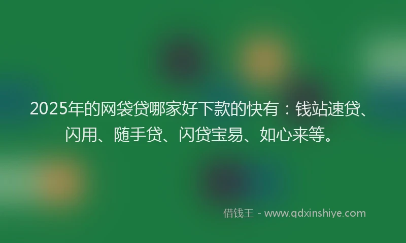 2025年的网袋贷哪家好下款的快有：钱站速贷、闪用、随手贷、闪贷宝易、如心来等。