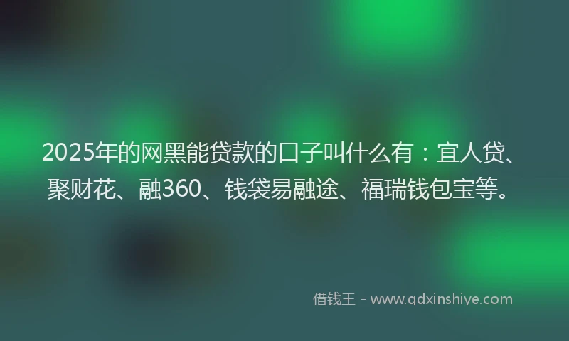 2025年的网黑能贷款的口子叫什么有：宜人贷、聚财花、融360、钱袋易融途、福瑞钱包宝等。