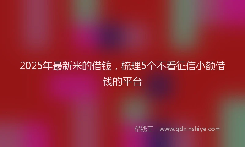 2025年最新米的借钱，梳理5个不看征信小额借钱的平台