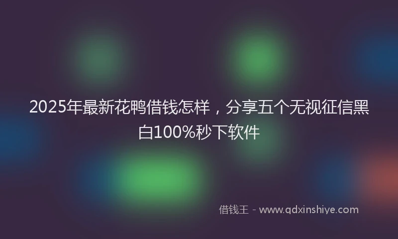 2025年最新花鸭借钱怎样，分享五个无视征信黑白100%秒下软件