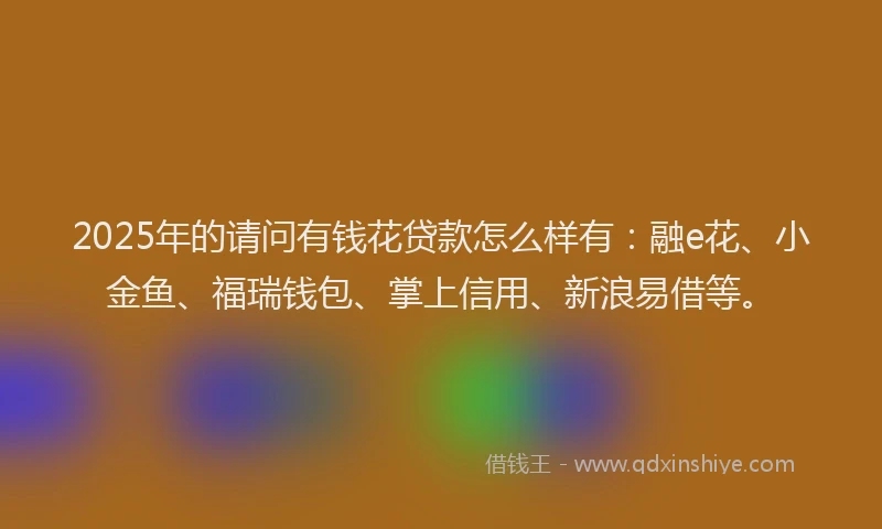 2025年的请问有钱花贷款怎么样有：融e花、小金鱼、福瑞钱包、掌上信用、新浪易借等。