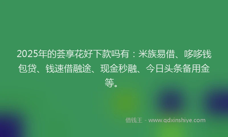 2025年的荟享花好下款吗有：米族易借、哆哆钱包贷、钱速借融途、现金秒融、今日头条备用金等。