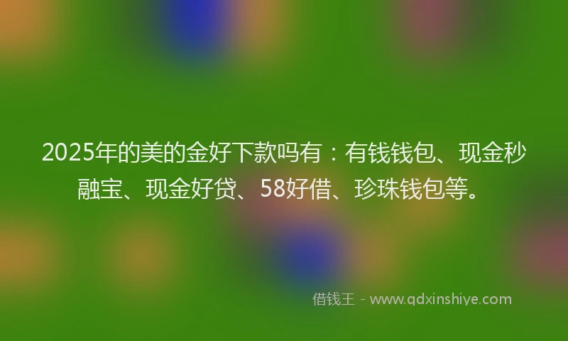2025年的美的金好下款吗有：有钱钱包、现金秒融宝、现金好贷、58好借、珍珠钱包等。